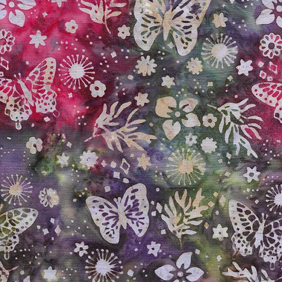 Butterfly Floral-Multi Red Teal Gold