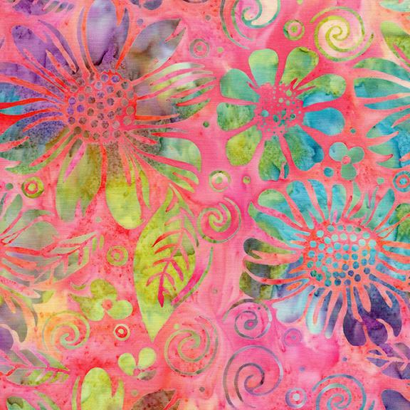 Large Floral-Multi Peach Teal