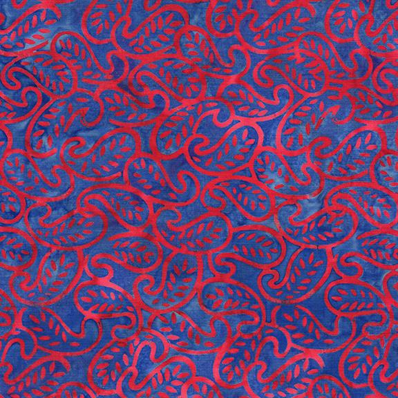 Mini Leaf Paisley-Multi Red Blue
