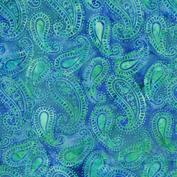 Paisley-Multi Blue Green Marbles