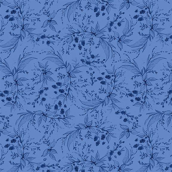 Berries & Leaves-Blue/Dk Blue