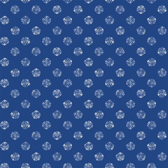 Floral Dots-Dk Blue/White