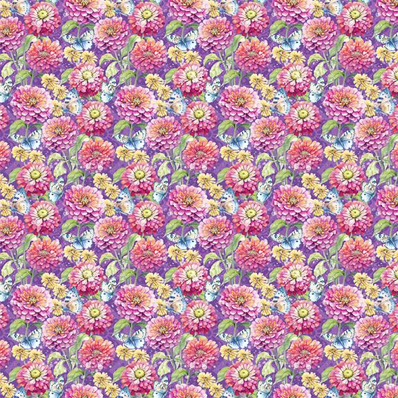 Flowers & Butterflies-Purple