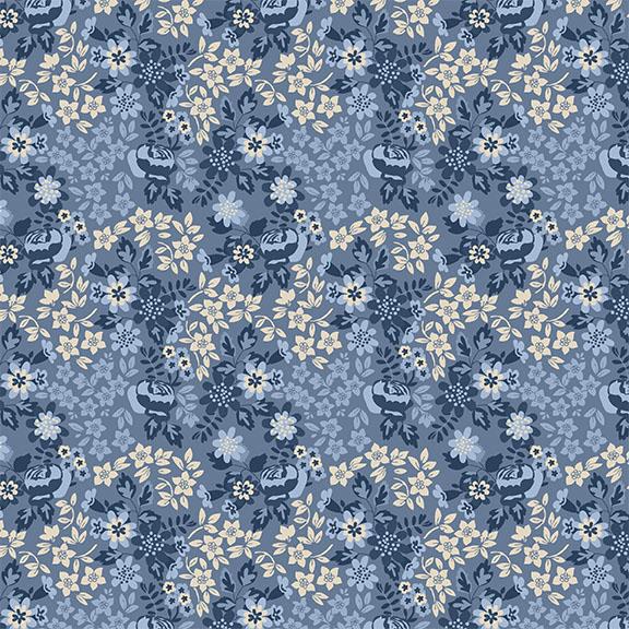 Rose Floral-Blue Tonal