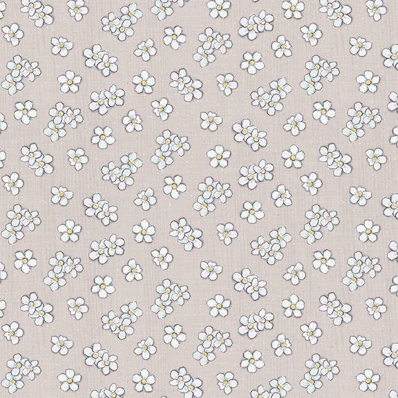 White Floral Toss-Lt Gray