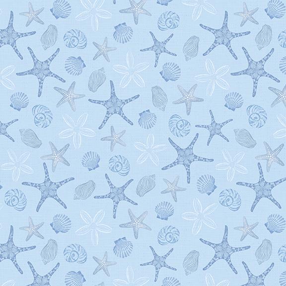 Starfish and Seashells-Blue