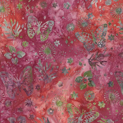 [712401873] Butterfly Floral-Multi Red Pink