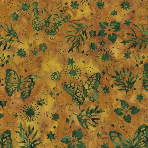 [712401267] Butterfly Floral-Gold Ochre