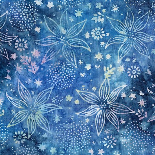 [712408515] Large Floral Mix-Blue Chambray
