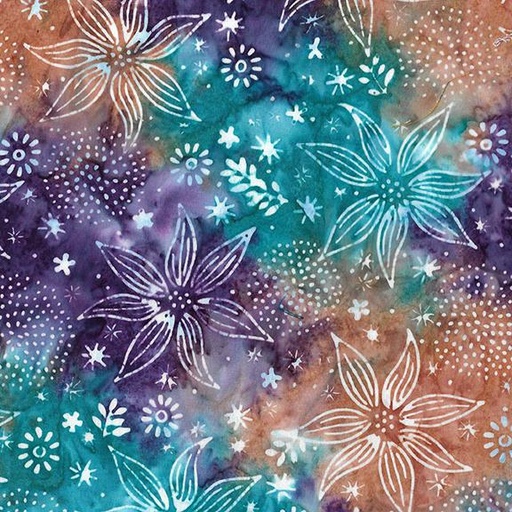 [712408881] Large Floral Mix-Multi Teal Purple Rust