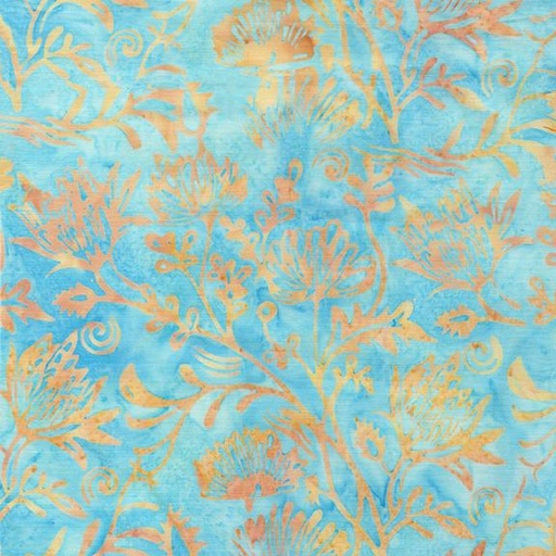 [712523905] Floral Scene-Teal Aqua