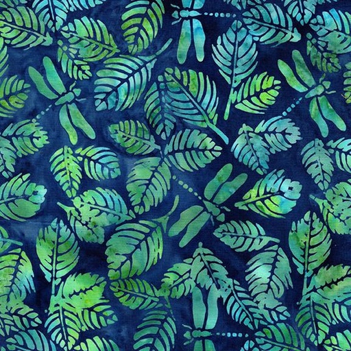 [112505840] Dragonfly Leaves-Multi Blue Green Marbles
