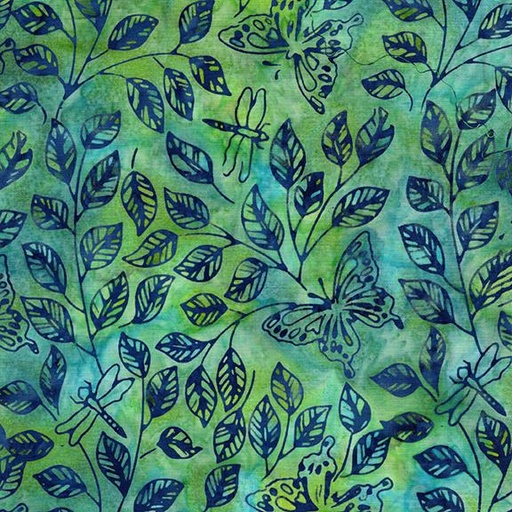 [112507840] Butterfly Dragonfly Leaves-Multi Blue Green Marbles