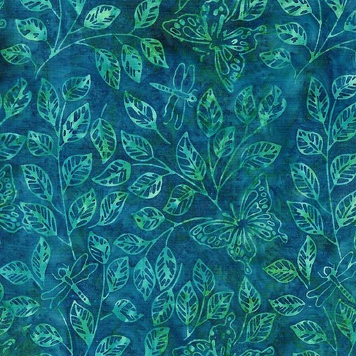 [112507975] Butterfly Dragonfly Leaves-Teal Bermuda