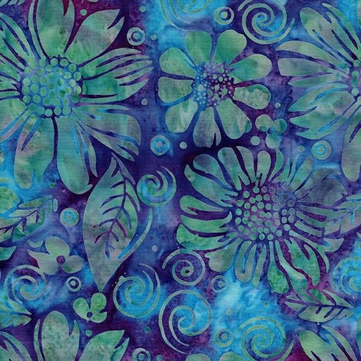 [712522845] Large Floral-Multi Green Purple Mardi Gras