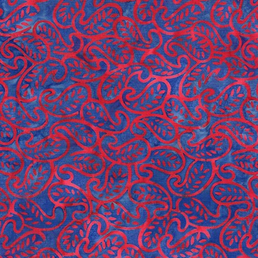 [112513817] Mini Leaf Paisley-Multi Red Blue