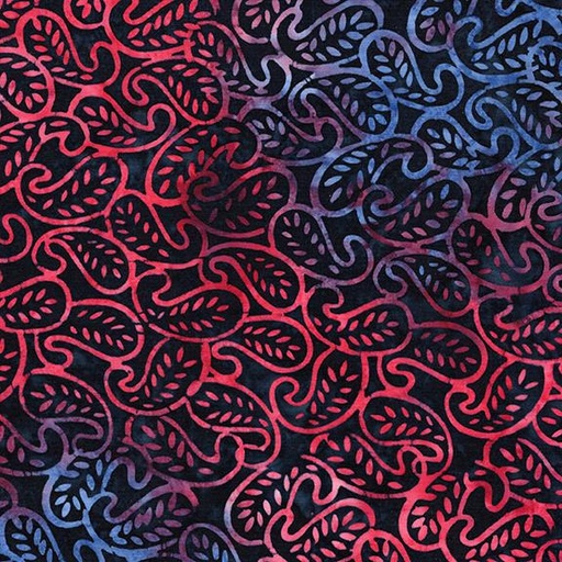 [112513819] Mini Leaf Paisley-Multi Red White blue