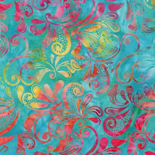 [112510851] Lg Paisley Swirl-Multi Turquoise Green