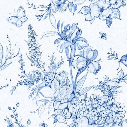[W105-002-055] Large Toile-White/Blue