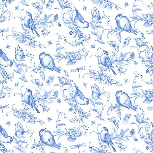[W105-004-055] Birds & Bees-White/Blue