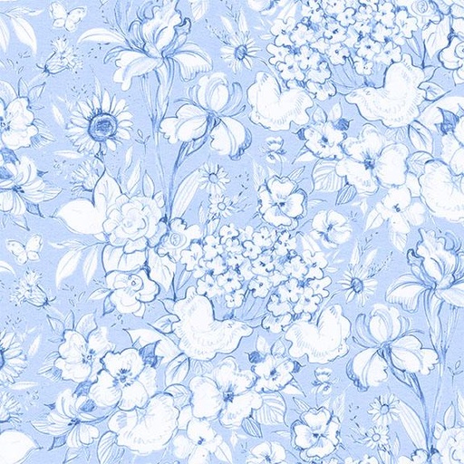 [W105-003-505] Packed Floral-Lt Blue/White