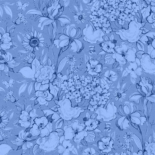 [W105-003-555] Packed Floral-Blue/Blue