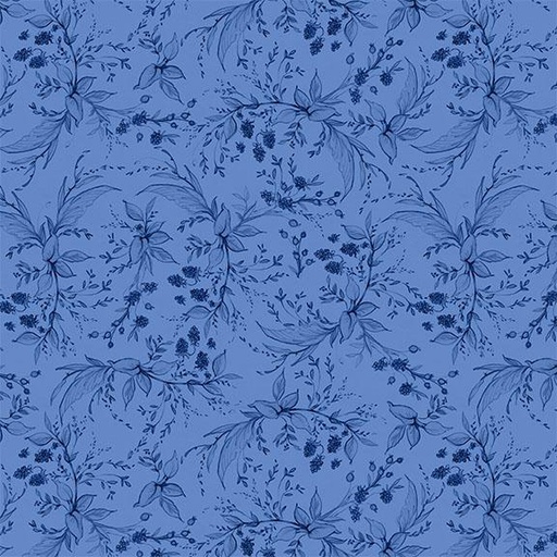 [W105-006-555] Berries & Leaves-Blue/Dk Blue