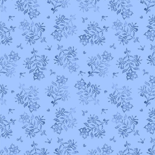 [W105-008-555] Floral Stamp-Lt Blue