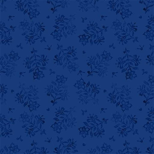 [W105-008-557] Floral Stamp-Navy