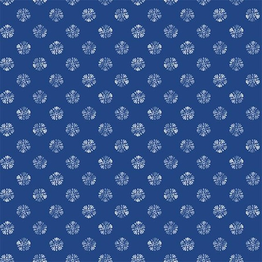 [W105-009-570] Floral Dots-Dk Blue/White