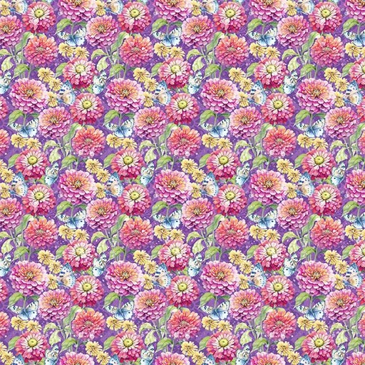 [W130-009-415] Flowers & Butterflies-Purple
