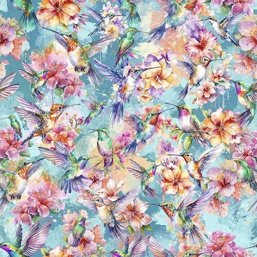 [W130-006-559] Happy Hummingbirds-Blue