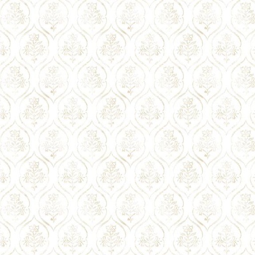[W105-017-000] Floral Stamp-Cream