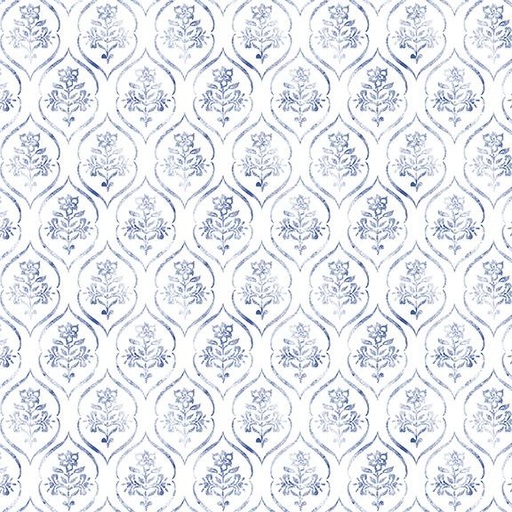 [W105-017-055] Floral Stamp-Blue