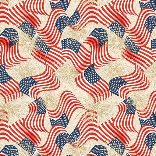 [W140-004-035] Flags & Fireworks-Cream