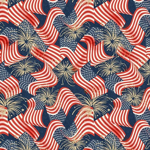 [W140-004-535] Flags & Fireworks-Navy