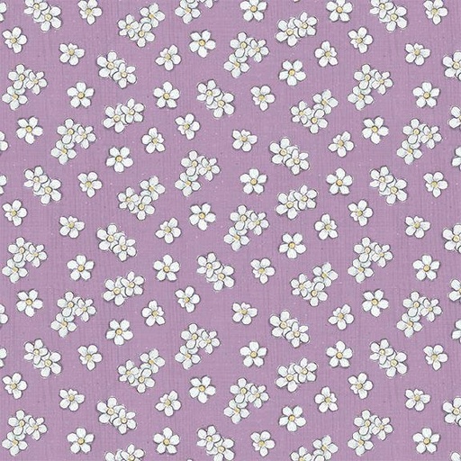 [W115-007-102] White Floral Toss-Purple