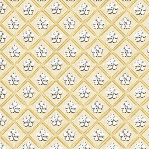 [W115-011-220] Floral Grid-Yellow