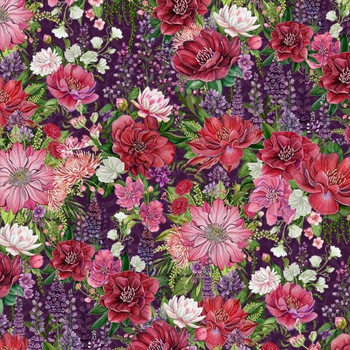 [W100-004-414] Packed Floral-Purple