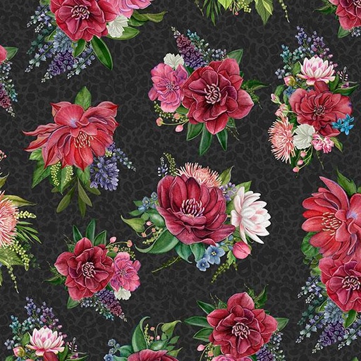 [W100-005-716] Floral Bouquets-Black