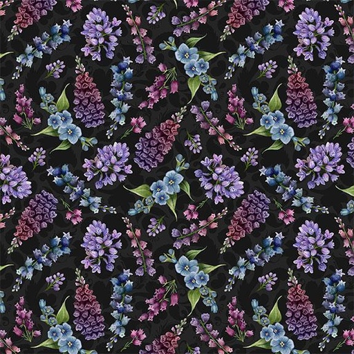 [W100-006-745] Small Floral-Black