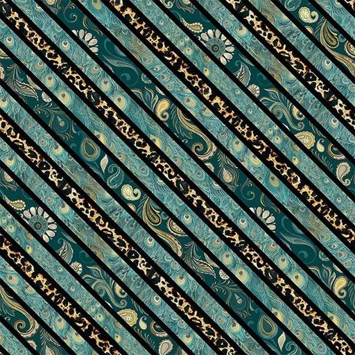 [W100-009-970] Diagonal Stripe-Teal